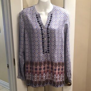 Elegant Blue Patterned Women's Top